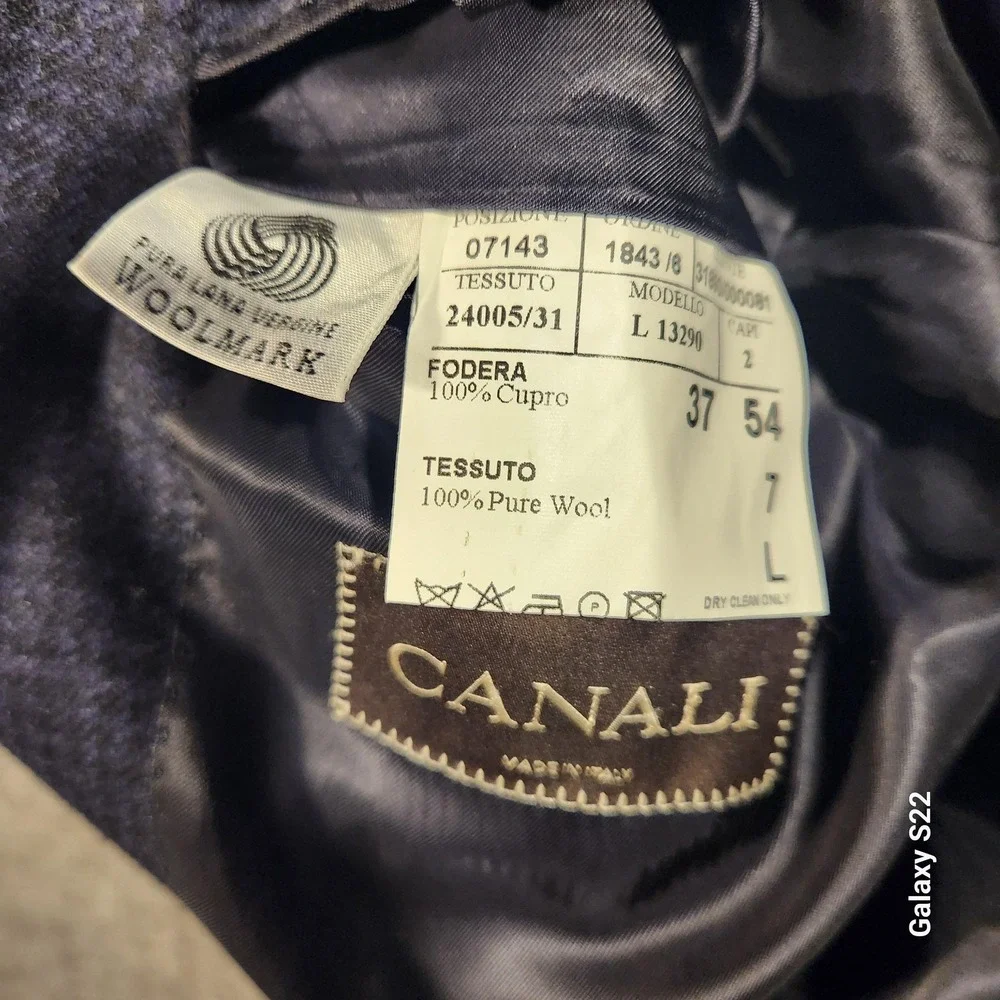 Canali Blazer Sport Coat Mens 54 EU 44 US 2 Button‎ Navy Blue Wool Made in Italy